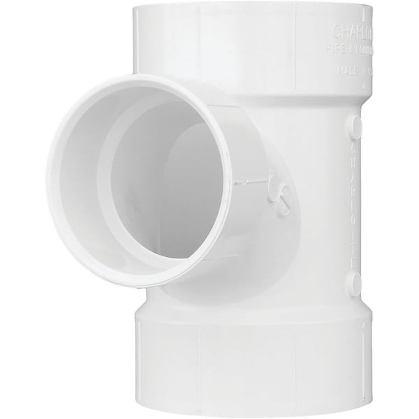 Charlotte Pipe And Foundry 3 In. Sch 30 x 1-1/2 Sch 40 Reducing Sanitary PVC Tee PVC 01401 0600HA - main